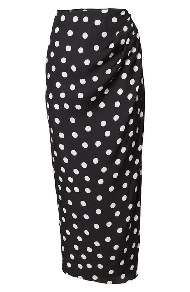 Carolina Herrera Polka Dot Side Ruched Skirt in Black Multi at Nordstrom, Size 16