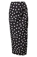 Carolina Herrera Polka Dot Side Ruched Skirt in Black Multi at Nordstrom, Size 16