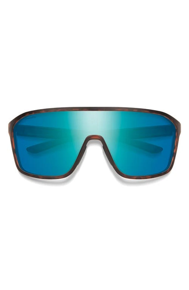 Smith Boomtown 135mm ChromaPop Polarized Shield Sunglasses in Matte Tortoise /Opal Mirror at Nordstrom