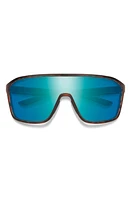 Smith Boomtown 135mm ChromaPop Polarized Shield Sunglasses in Matte Tortoise /Opal Mirror at Nordstrom