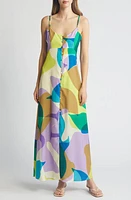 Hutch Abstract Print Button Front Maxi Dress Pop Green Geo at Nordstrom,