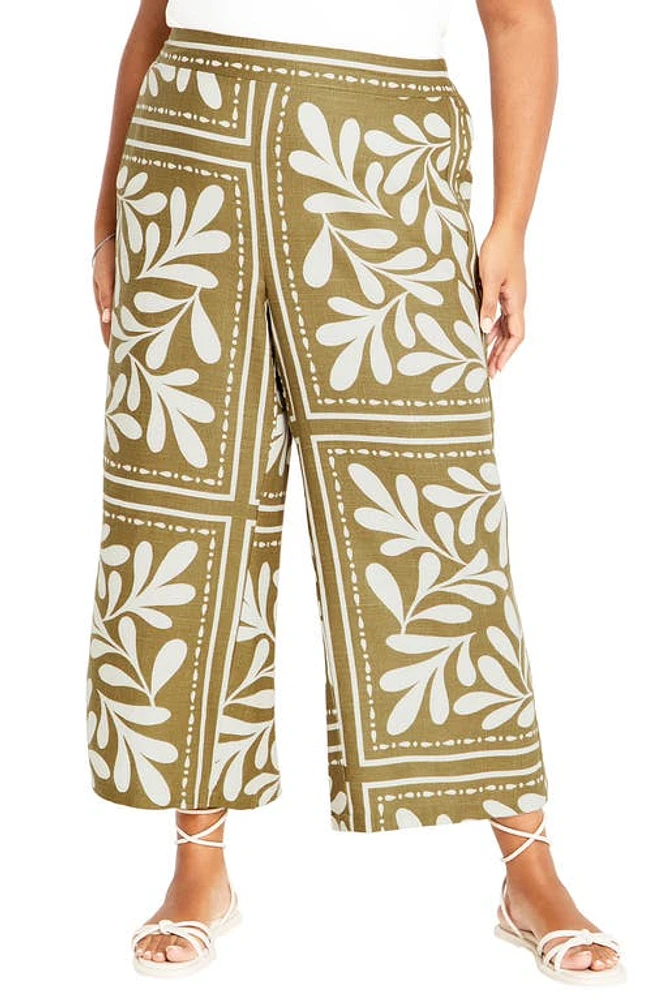 City Chic Modern Muse Ankle Wide Leg Pants in Juniper Tile at Nordstrom, Size Xs