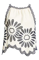 Ulla Johnson Jolie Embroidered Sleeveless Linen Blend Top Porcelain at Nordstrom,