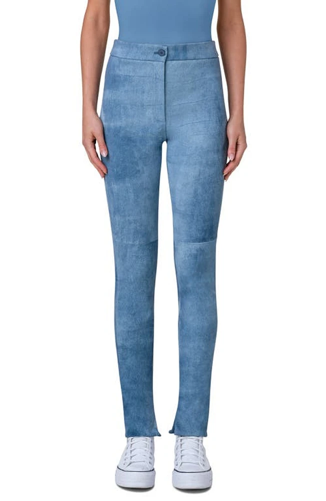 Akris Denim Effect Skinny Leather Pants Light at Nordstrom,