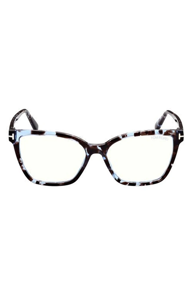 TOM FORD 53mm Butterfly Blue Light Blocking Glasses in Colored Havana at Nordstrom