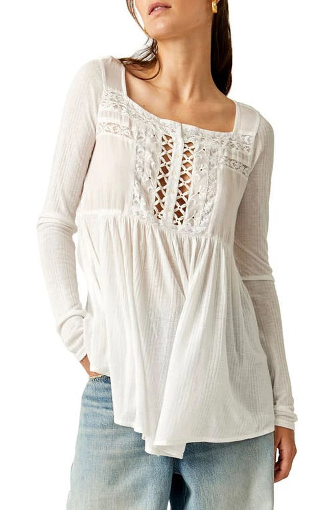 Free People Pretty Please Lace Tunic Top in Ivory at Nordstrom, Size X-Small