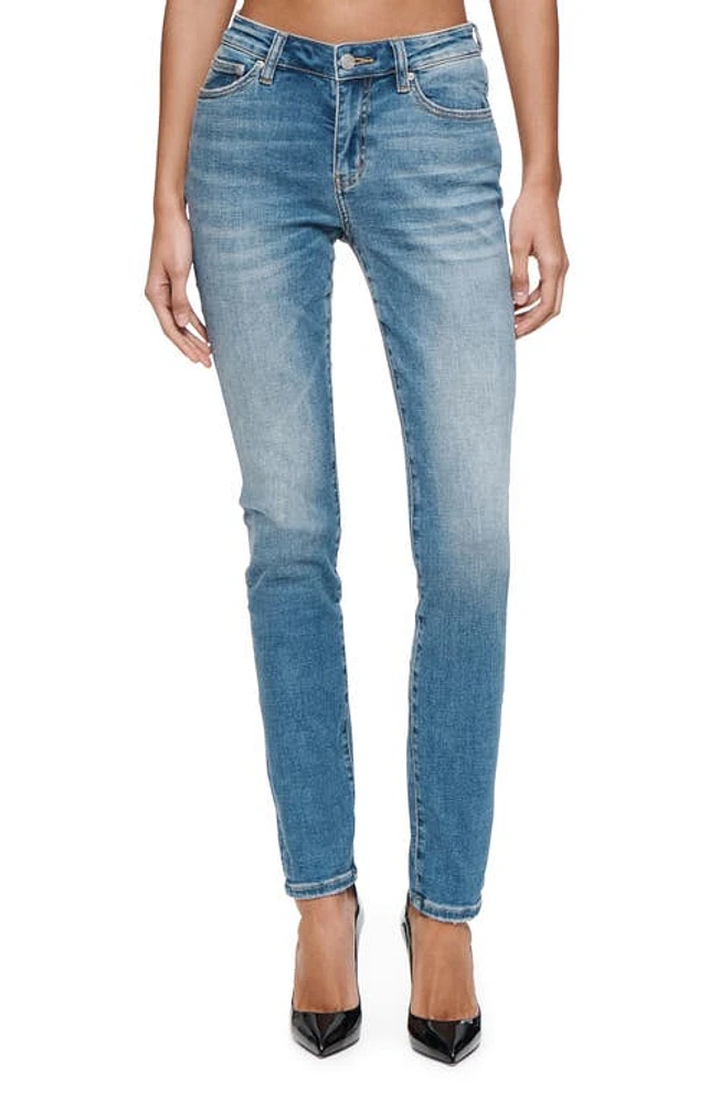 PURPLE BRAND Worn Skinny Jeans Mid Indigo at Nordstrom,