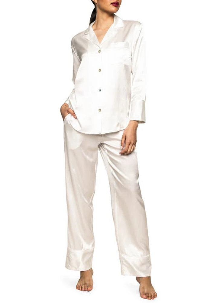 Petite Plume Silk Pajamas White at Nordstrom,