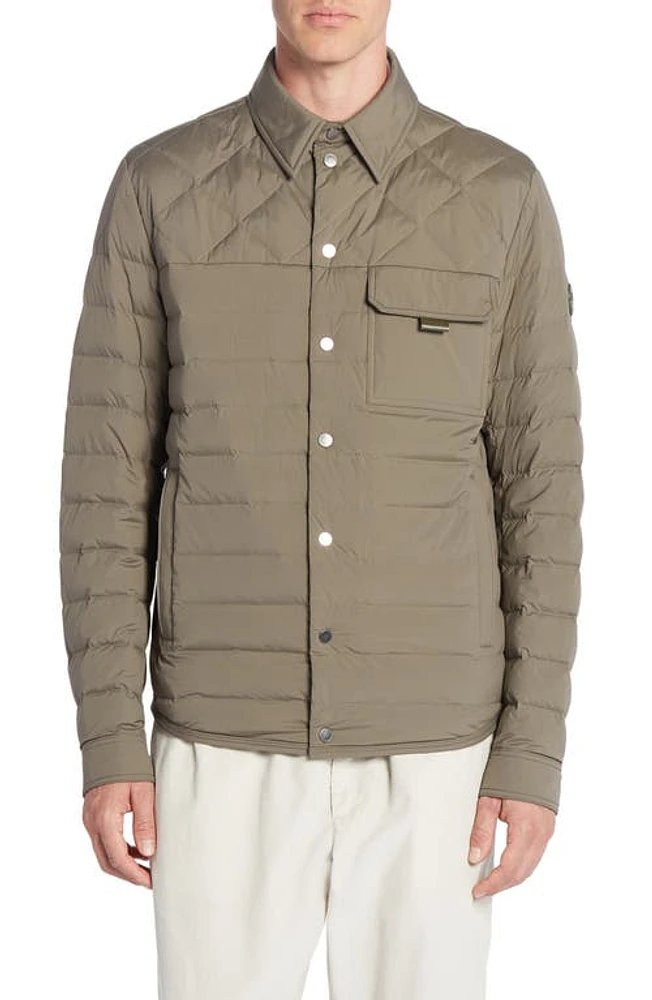 Moncler Iseran Down Shacket Shagbark Olive at Nordstrom,