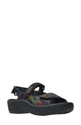 Wolky Jewel Slingback Platform Sandal Black Multi Printed Leather at Nordstrom,