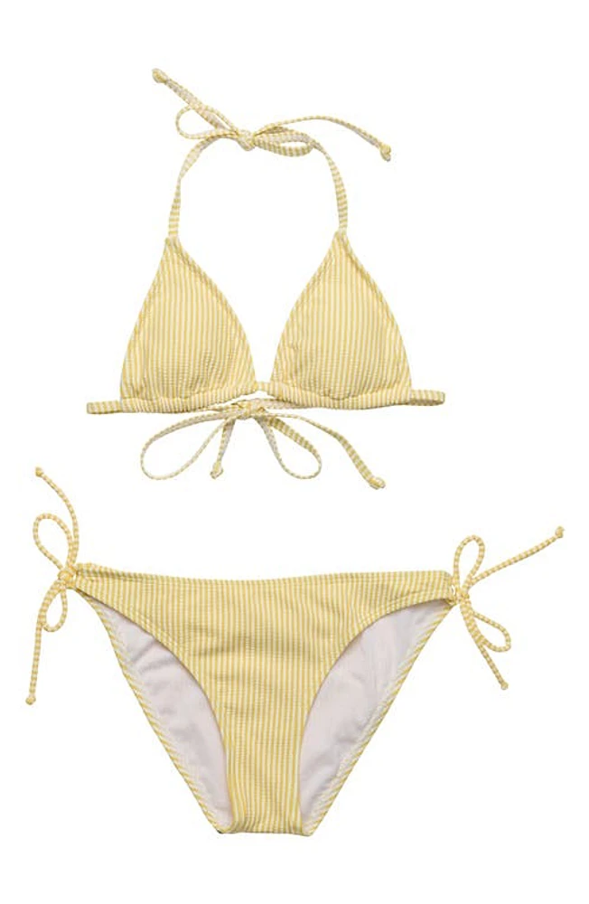 Snapper Rock Kids' Marigold Seersucker Two-Piece Swimsuit in Yellow at Nordstrom, Size 8