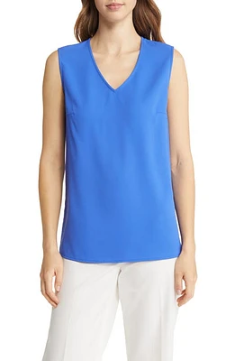 Ming Wang Crêpe de Chine Tank Top in Dazzling Blue at Nordstrom, Size Medium