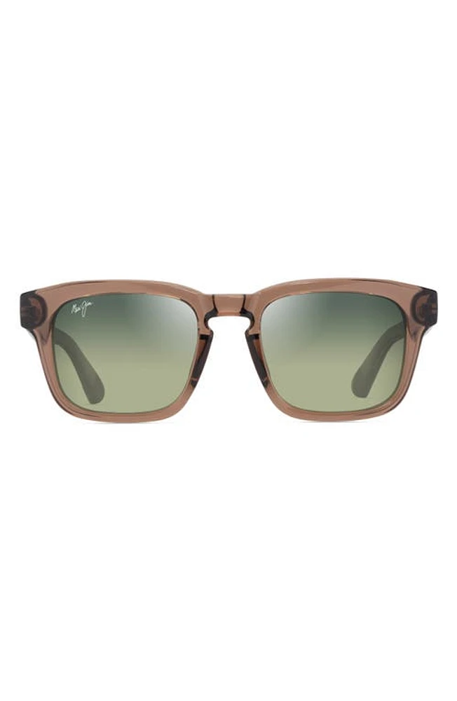 Maui Jim Maluhia 52mm Gradient PolarizedPlus2 Square Sunglasses in Shiny Trans Light Brown at Nordstrom