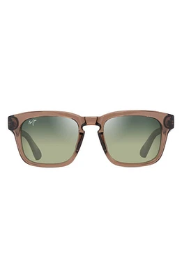 Maui Jim Maluhia 52mm Gradient PolarizedPlus2 Square Sunglasses in Shiny Trans Light Brown at Nordstrom