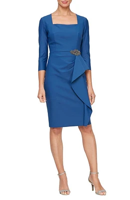 Alex Evenings Bead Detail Cascade Ruffle Sheath Dress Indigo at Nordstrom,