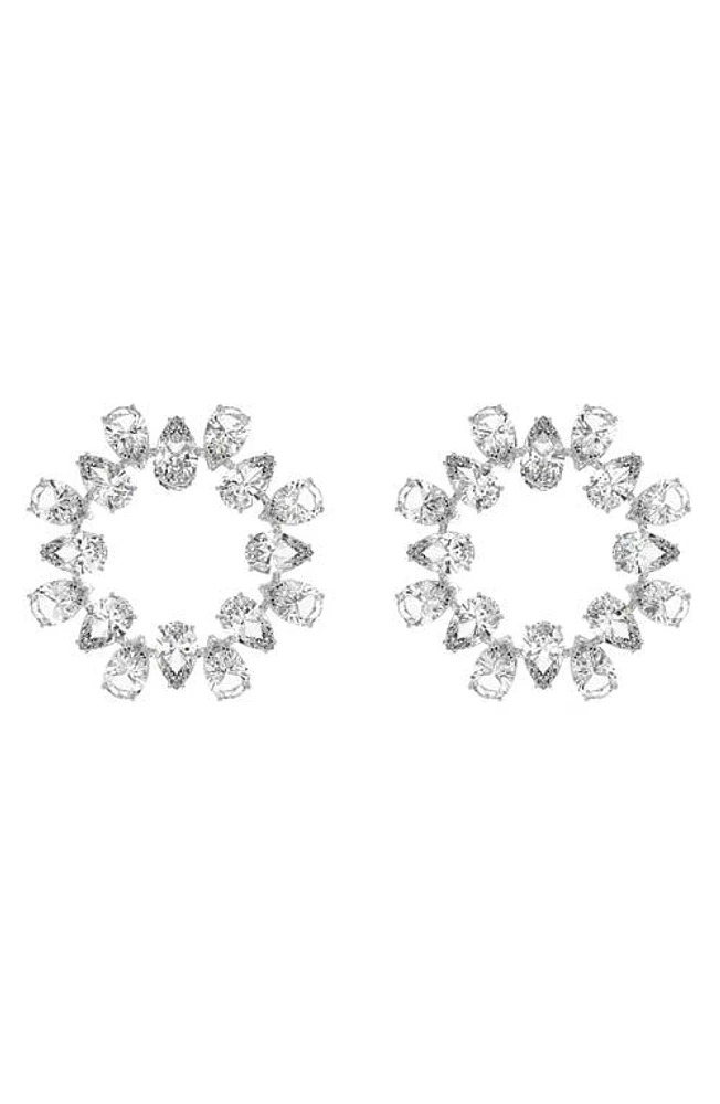 Swarovski Millenia Cubic Zirconia Frontal Hoop Earrings in Silver /Clear Crystal at Nordstrom