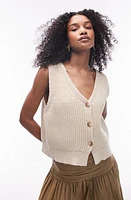 Topshop Cotton Blend Sweater Vest Stone at Nordstrom,