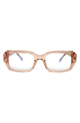 Fifth & Ninth Noa 51mm Rectangular Blue Light Blocking Glasses in Tan/Clear at Nordstrom