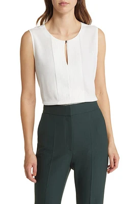 BOSS Banoa Keyhole Neck Sleeveless Blouse in Soft Cream at Nordstrom, Size 6