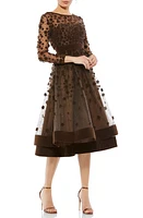 Mac Duggal Long Sleeve Fit & Flare Velvet Embellished Cocktail Dress at Nordstrom,