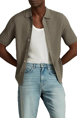 Reiss Murray Short Sleeve Cardigan Sage at Nordstrom,