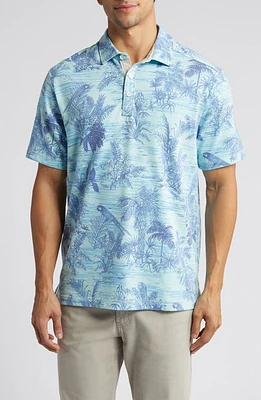 Tommy Bahama Bird's Eye View Foliage Print Polo Aqua Splash at Nordstrom,