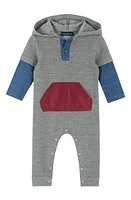 Andy & Evan Colorblock Hooded Romper Color Block Grey at Nordstrom,