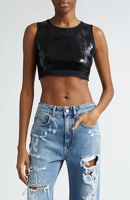 Rabanne Sequin Crop Sleeveless Shell Black at Nordstrom, Us