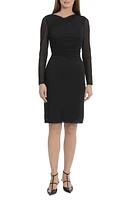 Maggy London Sheer Long Sleeve Sheath Dress Black at Nordstrom,