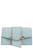 Strathberry Crescent on a Chain Croc Embossed Leather Shoulder Bag in Duck Egg Blue at Nordstrom