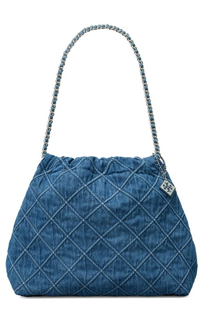 Tory Burch Fleming Soft Quilted Denim Hobo Bag at Nordstrom