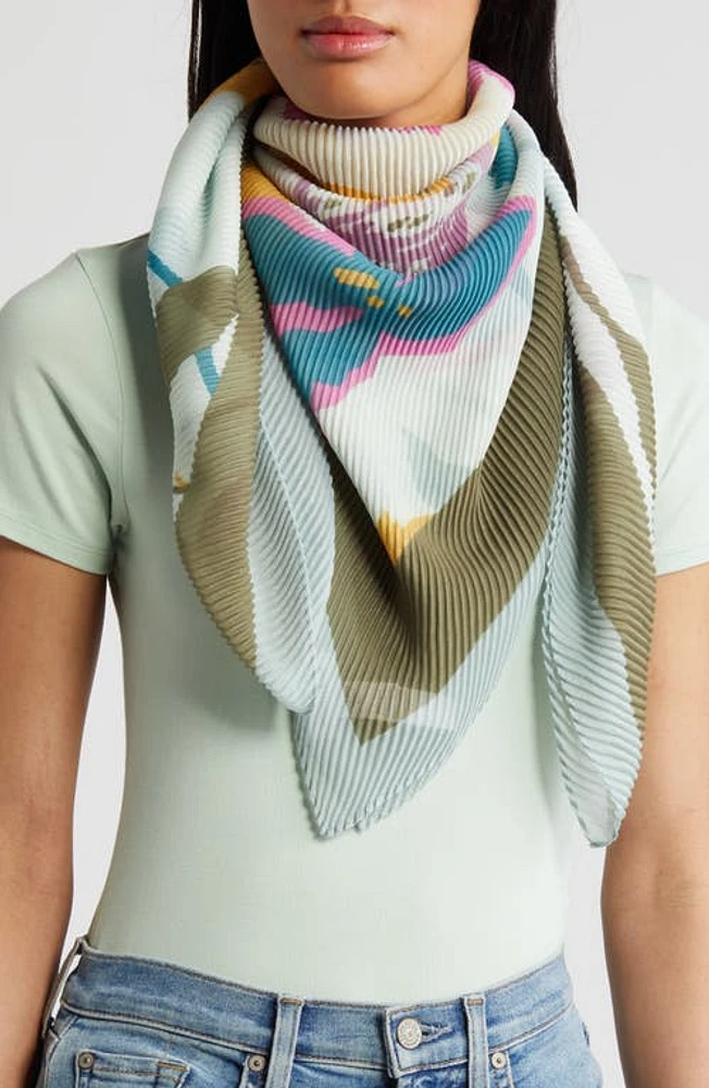 Nordstrom Pleated Square Scarf in Teal Botanist Floral at Nordstrom