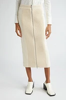 Jil Sander Front Zip Knit Cotton Rib Skirt Chalk at Nordstrom, Us