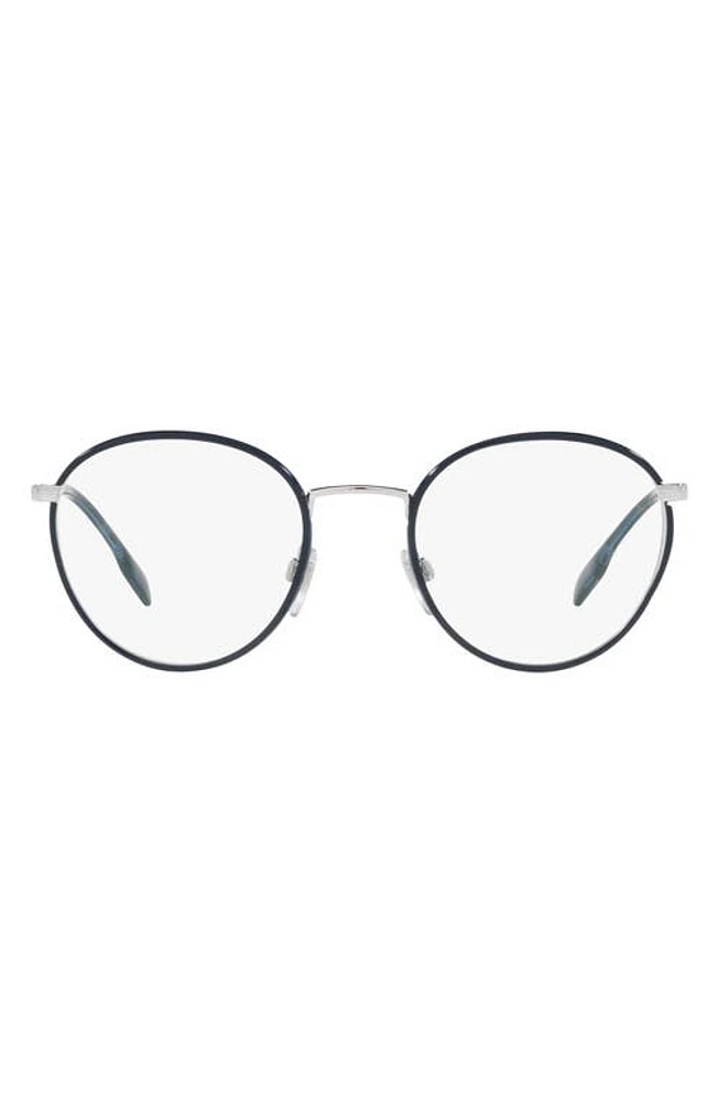 burberry Hugo 51mm Round Optical Glasses in Gunmetal at Nordstrom