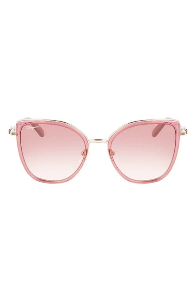 FERRAGAMO 54mm Gradient Cat Eye Sunglasses in Rose Gold /Bordeaux at Nordstrom