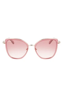 FERRAGAMO 54mm Gradient Cat Eye Sunglasses in Rose Gold /Bordeaux at Nordstrom