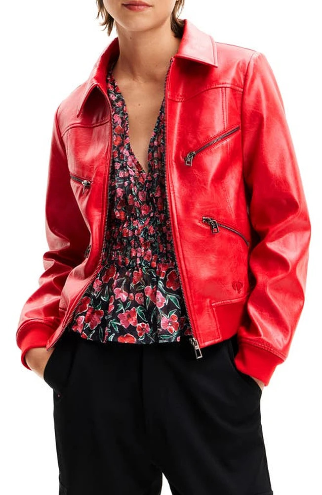 Desigual Retro Faux Leather Biker Jacket at Nordstrom