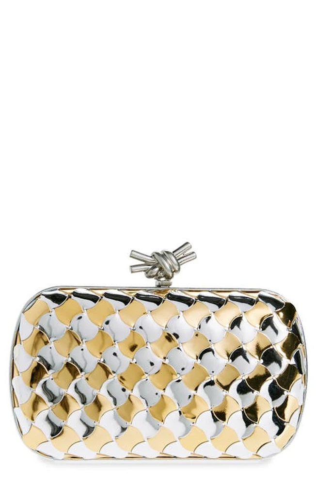 Bottega Veneta Knot Pavimento Metallic Leather Clutch in Silver/Gold at Nordstrom