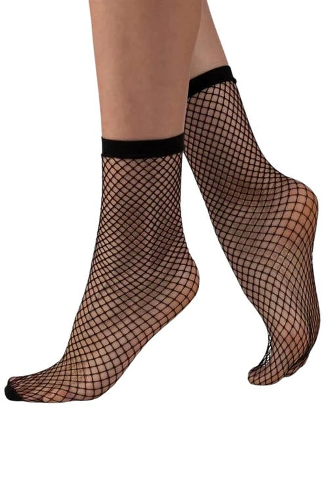 LECHERY 2-Pack Fishnet Crew Socks in Black at Nordstrom