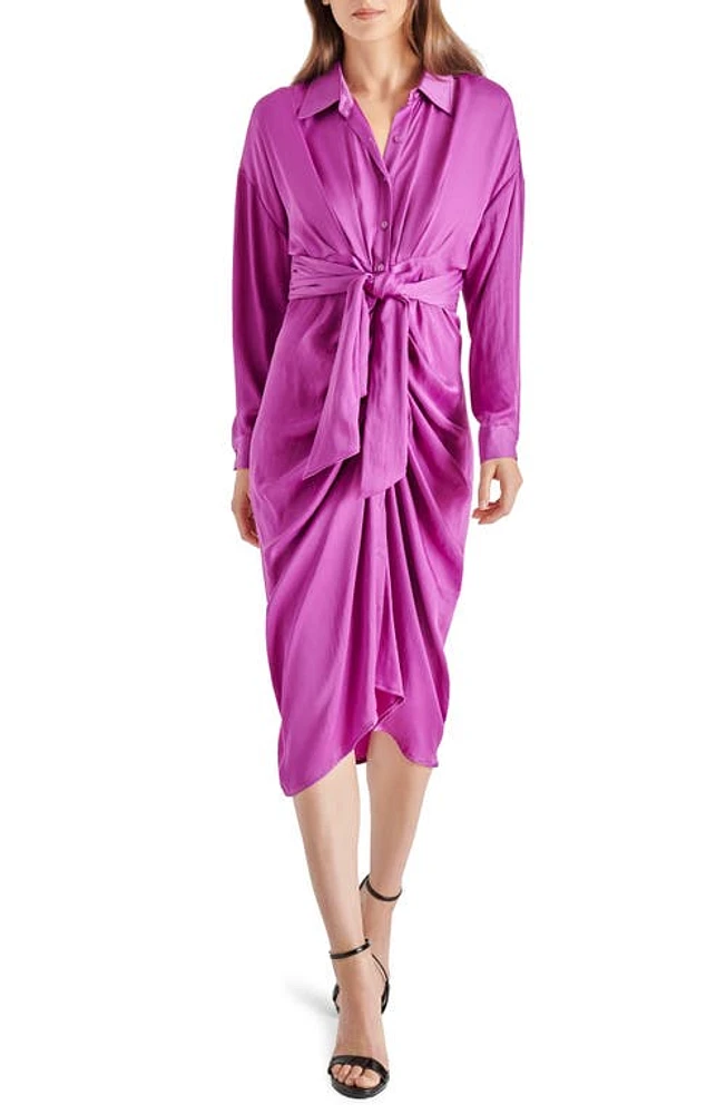 Steve Madden Sula Long Sleeve Shirtdress Magenta Purple at Nordstrom,