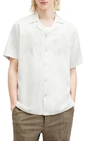 AllSaints Aquila Embroidered Eagle Convertible Collar Camp Shirt at Nordstrom,