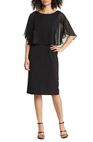 Connected Apparel A-Line Cape Midi Dress Black at Nordstrom,