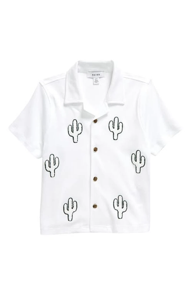 Reiss Kids' Aurora Cactus Camp Shirt White at Nordstrom,