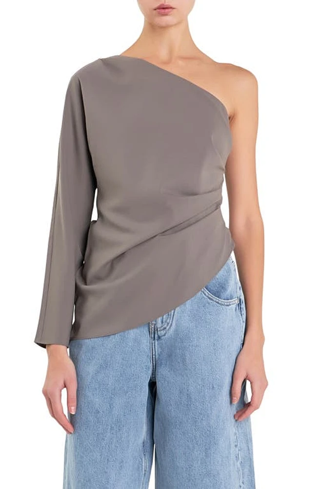 Grey Lab Gathered One-Shoulder Asymmetric Top at Nordstrom,