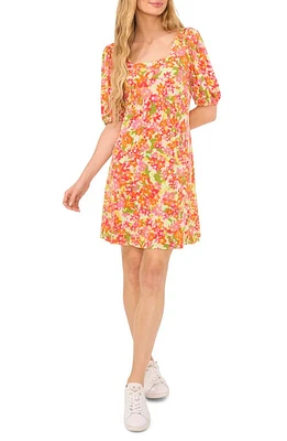 CeCe Floral Puff Sleeve Dress Paradise Pink at Nordstrom,