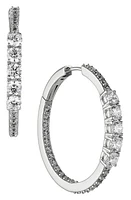 Nadri Love All Cubic Zirconia Medium Hoop Inside Out Earrings in Rhodium at Nordstrom