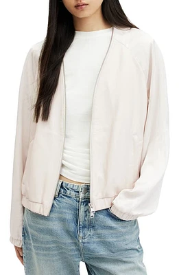 AllSaints Helton Leather Bomber Jacket White at Nordstrom, Us