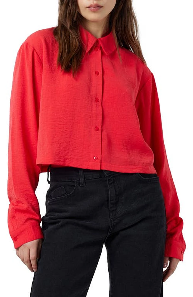 Noisy may Kara Crop Button-Up Shirt Bittersweet at Nordstrom,