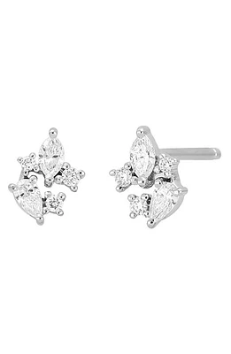 Bony Levy Getty Floral Diamond Stud Earrings in 18K White Gold at Nordstrom