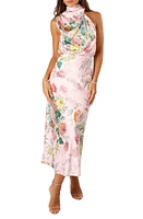 Petal & Pup Anabelle Floral Mock Neck Satin Cocktail Dress Pink at Nordstrom,